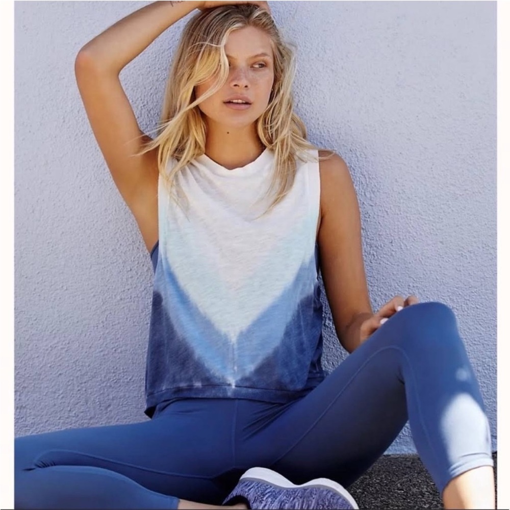 Free People Movement Ombré Tie Dyed Distressed Muscle Tank